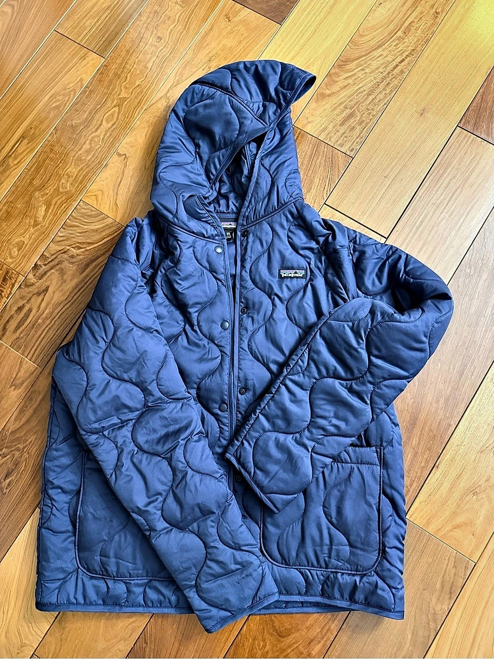 Patagonia Organic Cotton Quilt Hoody Blueish/Grey Quilted Jacket